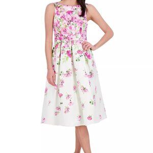 Eliza J Women's Printed Sleeveless Fit & Flare Dress - Pink , Size 4, MSRP: 188$